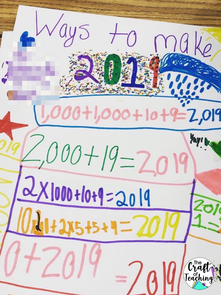 Math activity poster: "Ways to Make 2019"