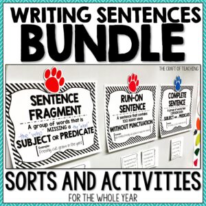 Sentence Activities Bundle cover and link.